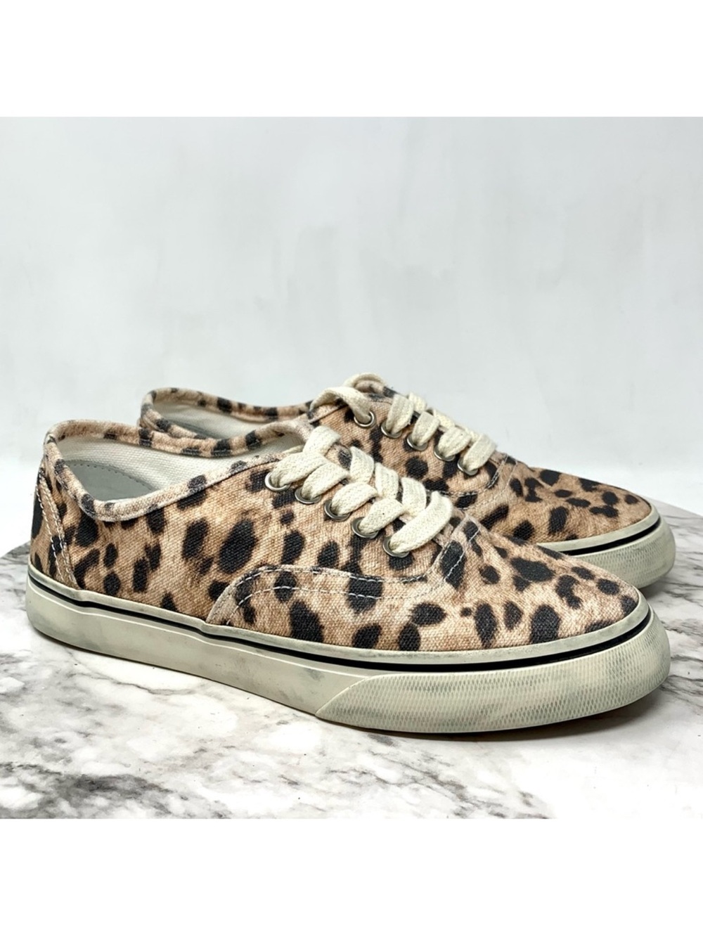 RE/Done 70's Low Top Skate Leopard Print Canvas Sneakers 37 Casual Punk Classic